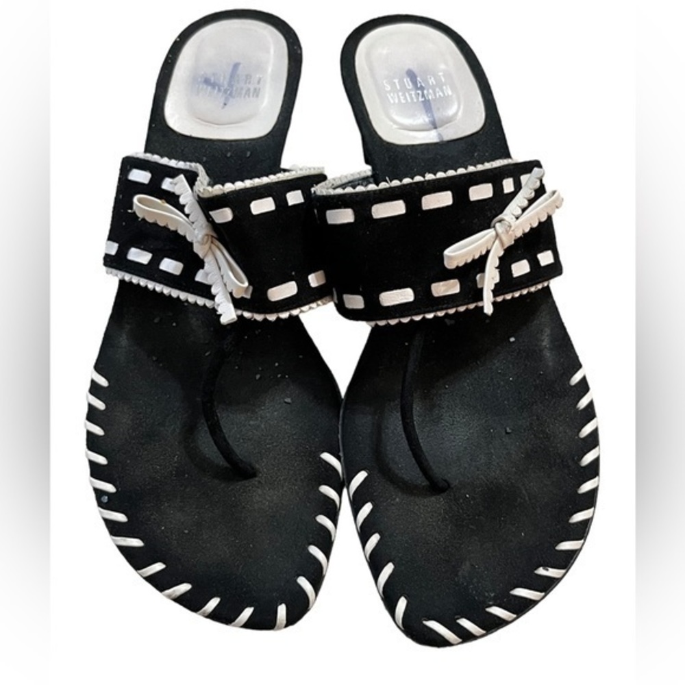 Stuart‎ Weitzman Poetry Black Suede Kitten Heel Sandals Size 7